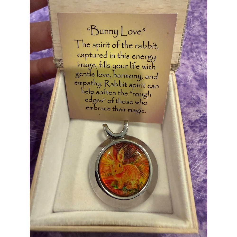 Energy Artist Julia Watkins Pendant Orange Bunny Rabbit Love Spirit Image NEW